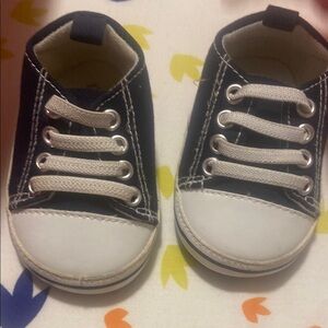 Blue and White Canvas Sneakers with Rubber Soles